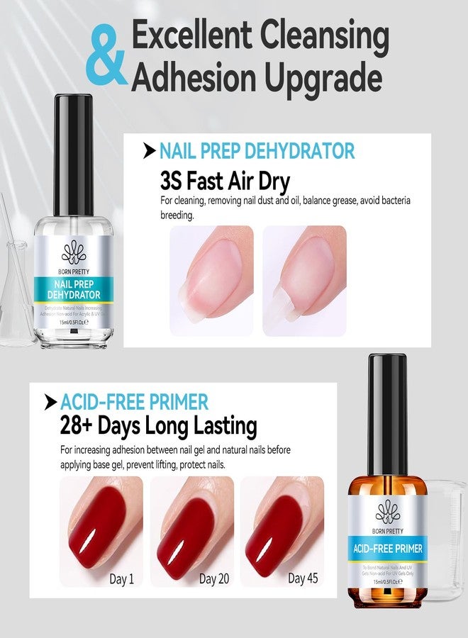 Born Pretty 15ml Nail Prep Dehydrate & Bond Nail-Primer Set,Natural Acid-Free Formula for Acrylic & Gel Polish,Superior Adhesion with Fast-Dry Gift Box Professional Salons Set - Image 2